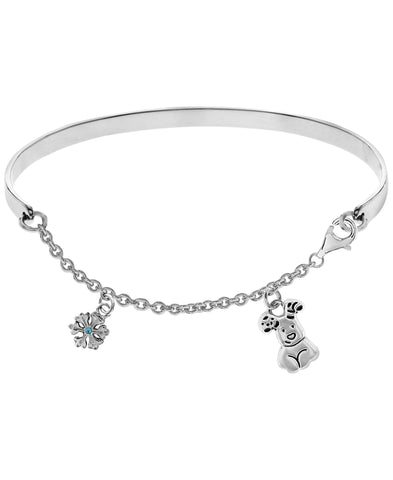 Snowman Snow and Snowdog Charm Bangle Bracelet - Rhona Sutton Jewellery