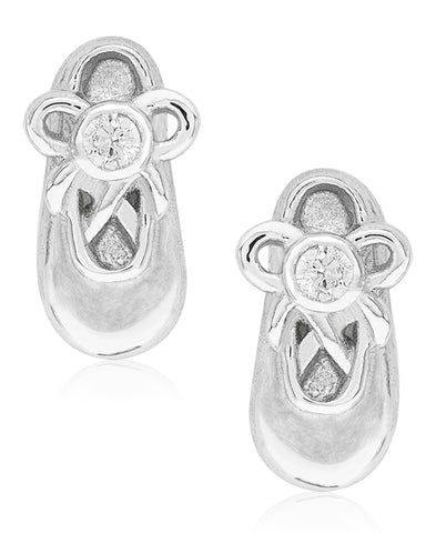 Children's Diamond Accent Ballet Slipper Stud Earrings in Sterling Silver - Rhona Sutton Jewellery