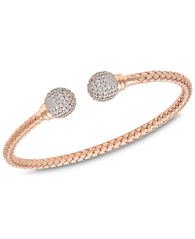 Rhona Sutton Crystal Ball Plated Sterling Silver Cuff Bangle - Rhona Sutton Jewellery