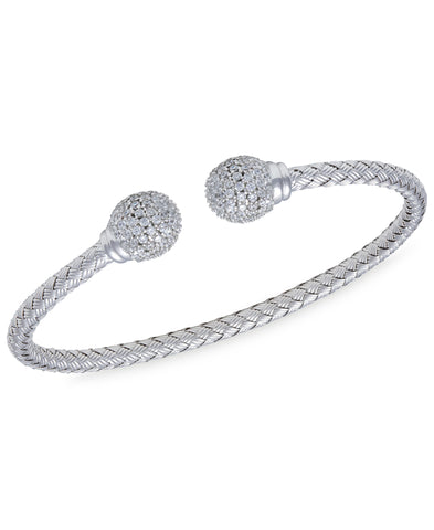 Rhona Sutton Crystal Ball Plated Sterling Silver Cuff Bangle - Rhona Sutton Jewellery