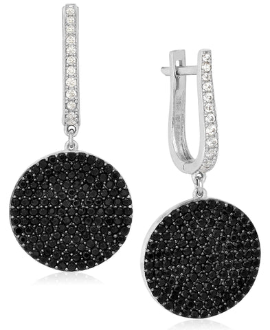 Rhona Sutton Sterling Silver Crystal Disc Medallion Drop Earring - Rhona Sutton Jewellery