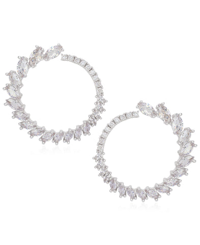 Rhona Sutton Sterling Silver Marquise Crystal Wrap Hoop Earrings - Rhona Sutton Jewellery